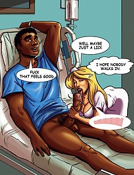 Eine sexy Krankenschwester sieht des Patienten dick Härten und beschließt, es zu saugen.
