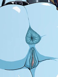 Nackte weibliche blauen Orks bereit zu saugen und zu essen cum