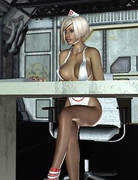 Hot Babe mit großen Titten spielt tit fuck, sexy 3d Schlampen, kleine Kobolde verdammt Lara Croft.