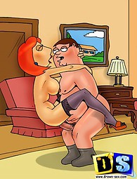 Family Guy und sein Frauchen. Peter Griffin genießen Lois Pussy aus allen erdenklichen Winkeln