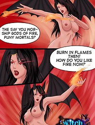 Sexy Hexe verbrennt ihre Feinde nach Erreichen eines Orgasmus verrückt