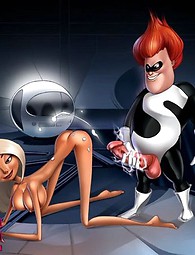 Elastgirl from the Incredibles fucked by a man with a giant cock, hot blowjobs included! Villains fuck beauties!